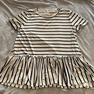 Belamie Plus Striped Peplum Top - Size 1X